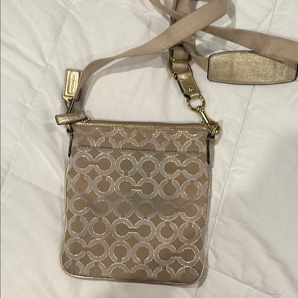 Coach Tan and Gold Crossbody Bag with Adjustable Strap - Picture 2 of 3